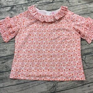 Elizabeth Wilson Womens XXL‎ Nancy Jane Ruffle Neck Blouse Floral Printed